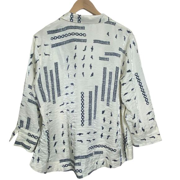 Multiples Women's Novelty Print Collared Button-Front Shimmer Shirt Sz XL Petite - Picture 2 of 9
